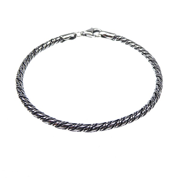 3mm Rævekæde/Twistet i Let Oxyderet Sterlingsølv Armbånd & Halskæde Letoxyderet 21cm, von San - Links of Joy