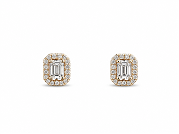 Ørestikker 14 karat SQUARE smaragd slib 0,48 carat med 0,15 brillanter rundt WSI, von L&G