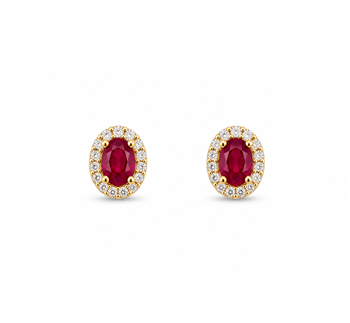 Ørestikker 14 karat PETIT rubin 0,07 carat brillanter WSI, von L&G