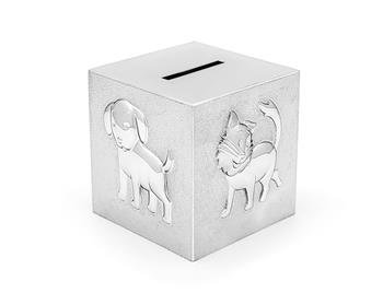 Sparebøsse Cube Pets i sølvfarve, von Noa Kids