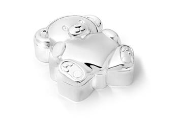 Tandæske  bjørn med hjerte, sølvfarvet, von Noa Kids