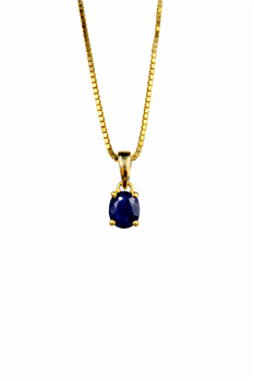 Vedh. 14 karat safir 3,5x4,5mm m/sølvforg. kæde, von L&G