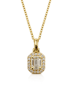 Vedhæng 14 karat SQUARE smaragd slib 0,26 carat brillanter rundt 0,06 carat WSI, von L&G