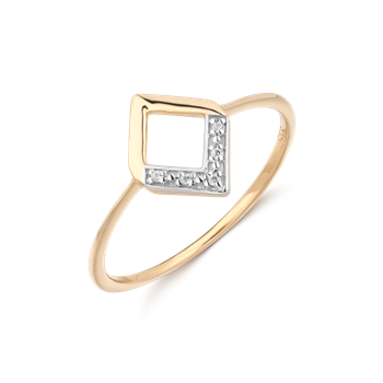 Goldring mit quadratischem Design, teilweise silber texturiert. Von Støvring Design.
