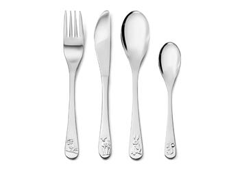 Børnebestik, 4 stk., skovdyr, rustfrit stål, von Noa Kids