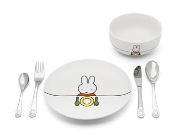 Miffy-middagsstel, 6 dele, porcelæn / rustfrit stål, von Noa Kids