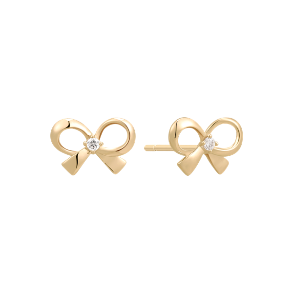 Goldene Schleifen-Ohrringe mit rundem Stein in der Mitte und glänzender Oberfläche.