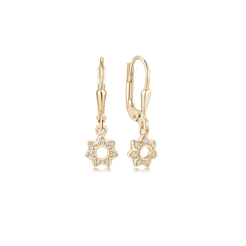 14 kt Gold Blumenohrhänger mit Zirkonia