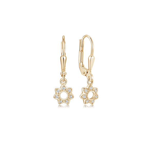 14 kt Gold Blumenohrhänger mit Zirkonia