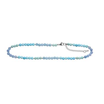 Blå spong quartz, Howlite, hematit  6mm - carabinlås 40+5cm, von Heinzendorff