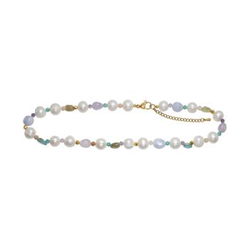 Apatit, Peridot, ametyst, amazonite, sol sten, fvkp. Hem - carabinlås 40+5cmatit  , von Heinzendorff