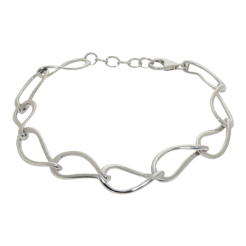 Rhod. sølvarmbånd m/dråbeformede lænker, von Siersbøl