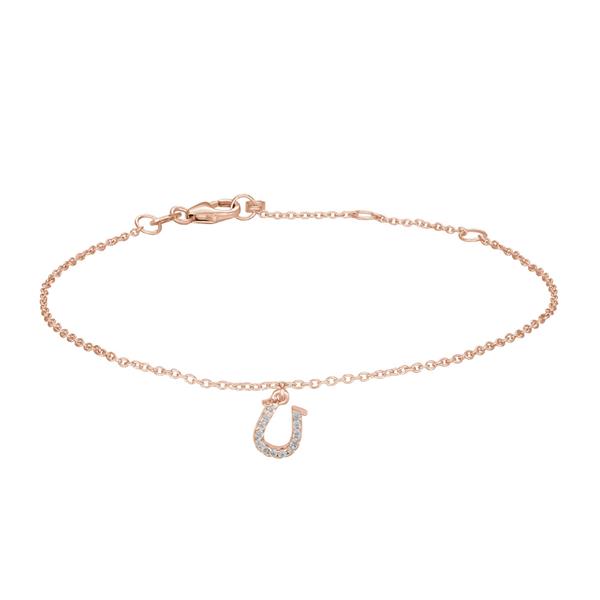 Rosaforgyldt sølv armbånd m/hestesko cz 7mm 17+3, von Siersbøl