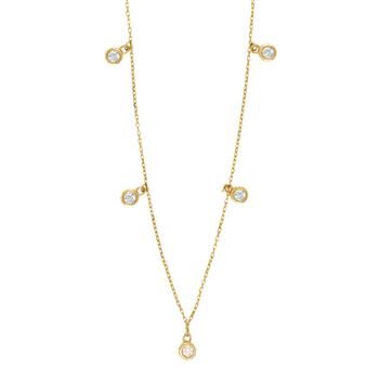 8kt. guldhalskæde m/5 cz i rørfatning, von Siersbøl