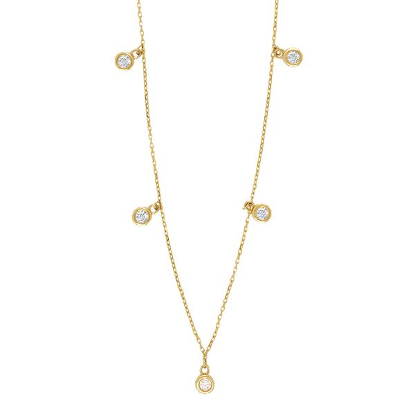 8kt. guldhalskæde m/5 cz i rørfatning, von Siersbøl