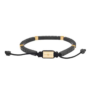 SON armbånd mat sort hematit og stål IP gold, von Son of Noa