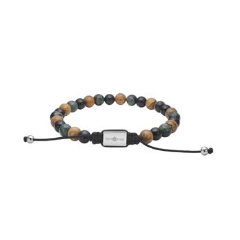 SON armbånd kambala jaspis/picture stone/sort agat og stål 4mm, 19-25cm, von Son of Noa