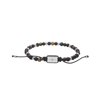 SON armbånd sort agate/lava/tigerøje og stål 4mm, 19-25cm, von Son of Noa