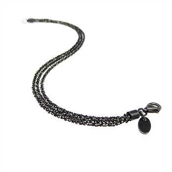 Armbånd & Halskæde - 3 rækket DiamondCut & Oxyderet 80cm, von San - Links of Joy
