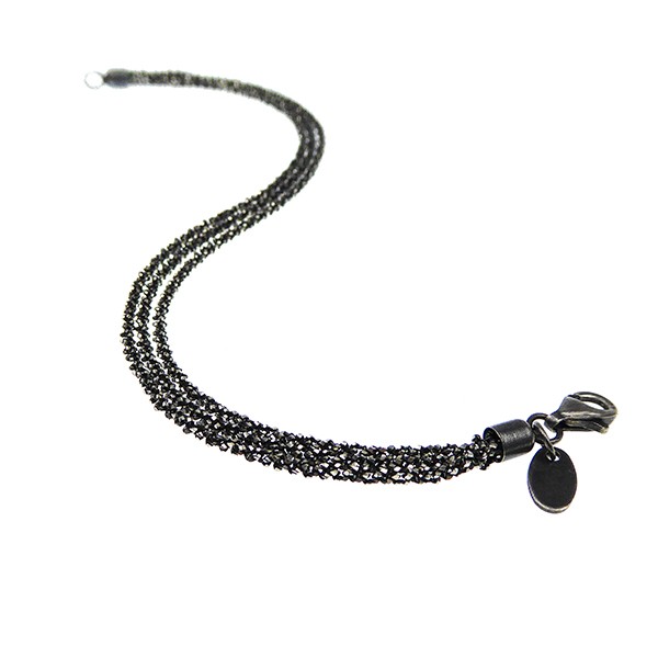 Armbånd & Halskæde - 3 rækket DiamondCut & Oxyderet 80cm, von San - Links of Joy