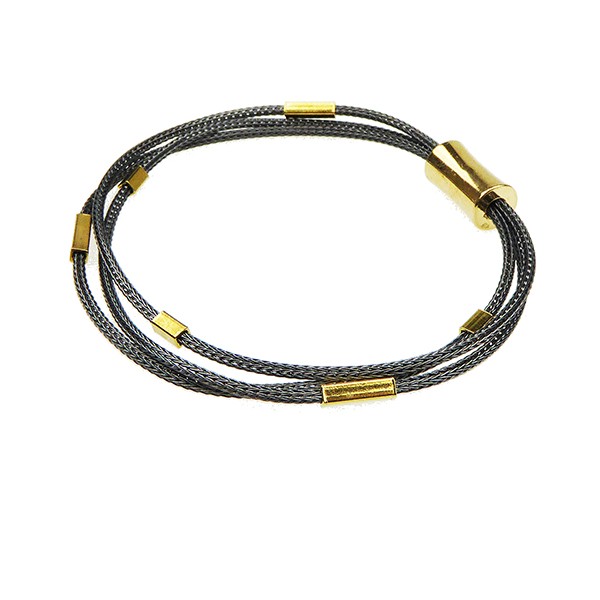 Armbånd & halskæde - 3 rk.rævekæde med Magnetlås & Sort oxyderet/Forgyldt 21cm, von San - Links of Joy