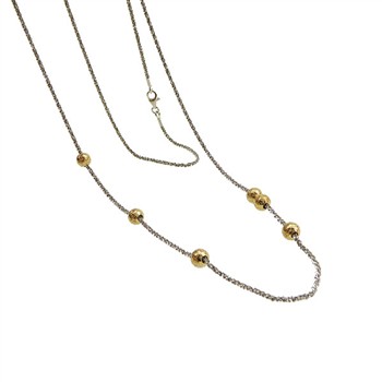 Halskæde - Lang kæde 70-90cm Rhodineret/forgyldt m. 6 stk Magic Beads Ø6mm 90cm, von San - Links of Joy