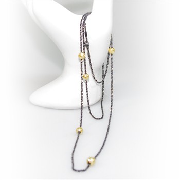 Halskæde - Lang kæde 70-90cm m. 6 stk Magic Beads-Ø6mm 90cm, von San - Links of Joy