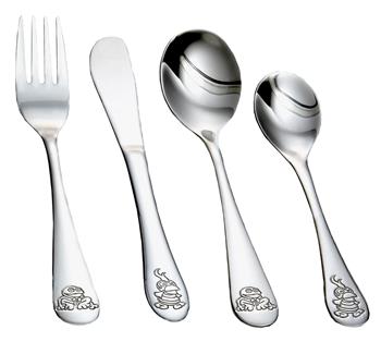 Rustfrit stål bestik m. Kaj & Andrea, von Noa Kids