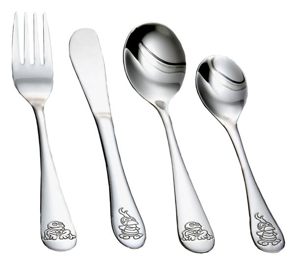 Rustfrit stål bestik m. Kaj & Andrea, von Noa Kids