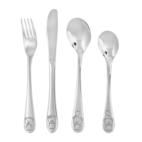 Rustfrit stål bestik m. bamser, von Noa Kids