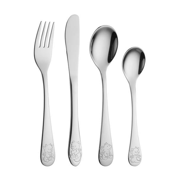 Rustfrit stål bestik m. drage inkl. bamse, von Noa Kids