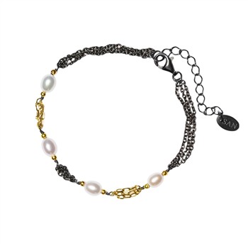 Armband & Halskette Sterlingsilber mit 9ct Gold und Süßwasserperle 18+4 cm, von San - Links of Joy