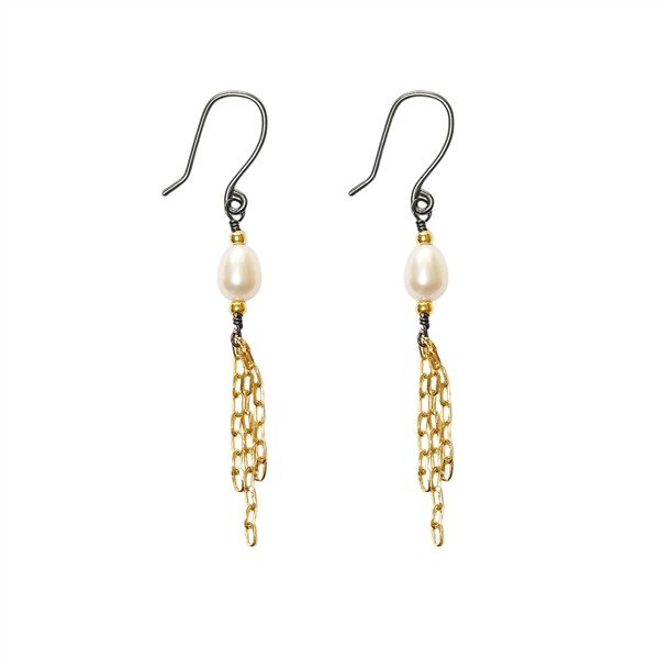 Ohrringe aus Sterlingsilber mit 14kt Gold & Süßwasserperle Pro Paar, von San - Links of Joy