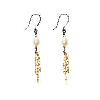 Ohrringe aus Sterlingsilber mit 9kt Gold & Süßwasserperle