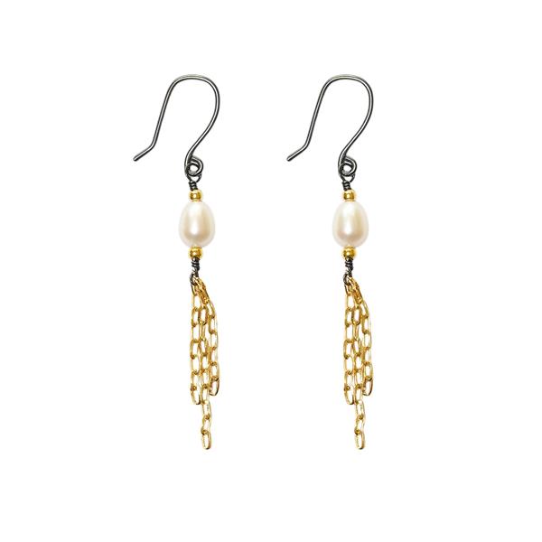 Ohrringe aus Sterlingsilber mit 9kt Gold & Süßwasserperle
