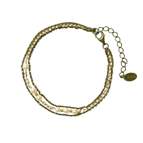 Armband aus Sterlingsilber mit 14kt Gold und Süßwasserperlen 16+4 cm, von San - Links of Joy