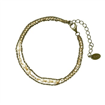 Armband Sterlingsilber mit 9ct Gold und Süßwasserperle 18+4 cm, von San - Links of Joy