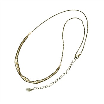 Halskæde i sterlingsølv m.14kt guld & ferskvandsperler 42+8cm, von San - Links of Joy