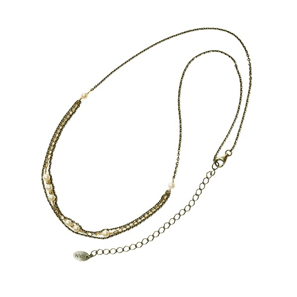 Halskæde i sterlingsølv m.14kt guld & ferskvandsperler 42+8cm, von San - Links of Joy
