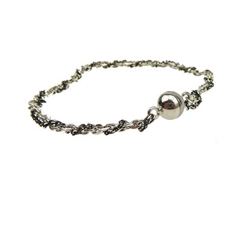 Armbånd & halskæde 2 rk.sort/rhodineret m.Magnetlås 50cm, von San - Links of Joy