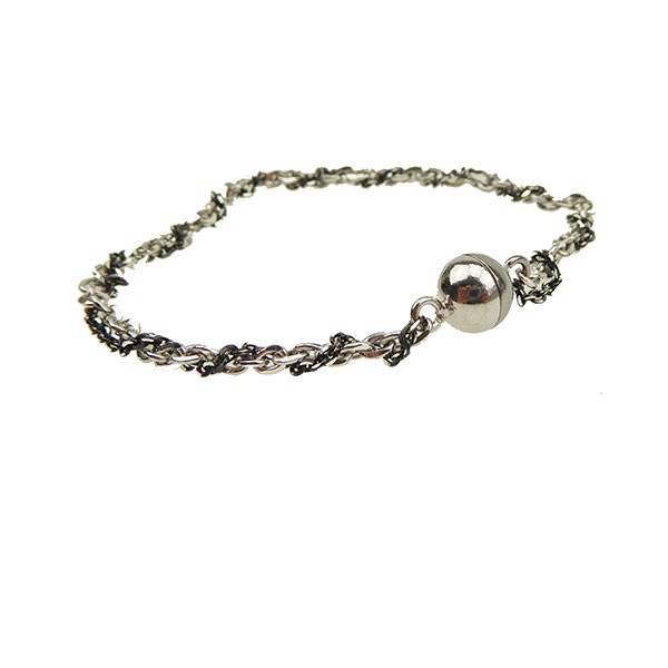 Armbånd & halskæde 2 rk.sort/rhodineret m.Magnetlås 50cm, von San - Links of Joy