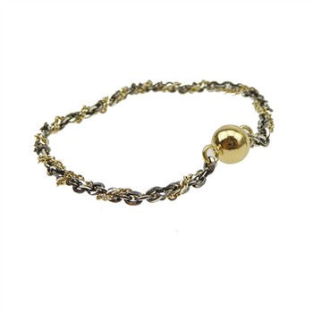 Armbånd & halskæde 2 rk.Sort Rhd./Forgyldt m.Magnetlås 50cm, von San - Links of Joy