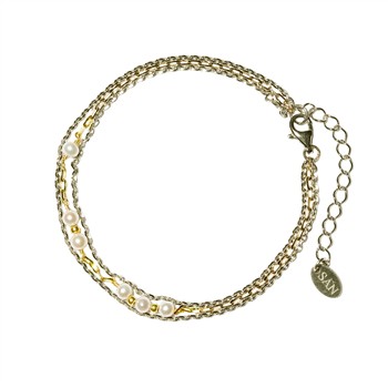 Armbånd i Sterlingsølv m.9kt guld & ferskvandsperler 18+4cm, von San - Links of Joy