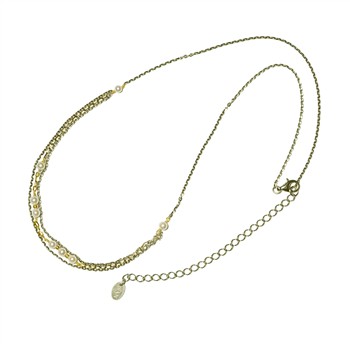 Halskæde i sterlingsølv m.14kt guld & ferskvandsperler 42+8cm, von San - Links of Joy
