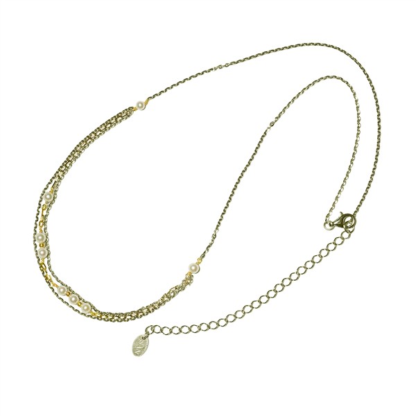 Halskæde i sterlingsølv m.14kt guld & ferskvandsperler 42+8cm, von San - Links of Joy