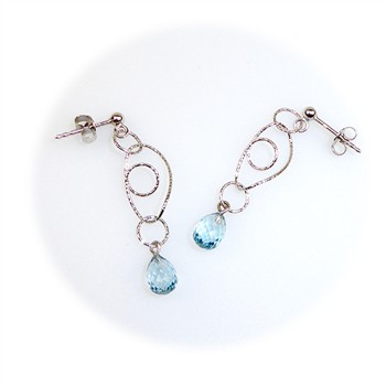 Øreringe -Blå Topas.925/Rhodium. Sterlingsilver/Rhodium-One prs, von San - Links of Joy