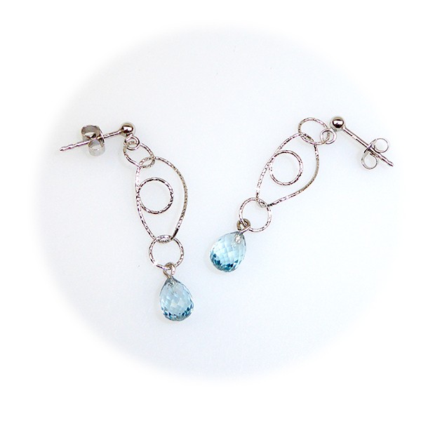 Øreringe -Blå Topas.925/Rhodium. Sterlingsilver/Rhodium-One prs, von San - Links of Joy