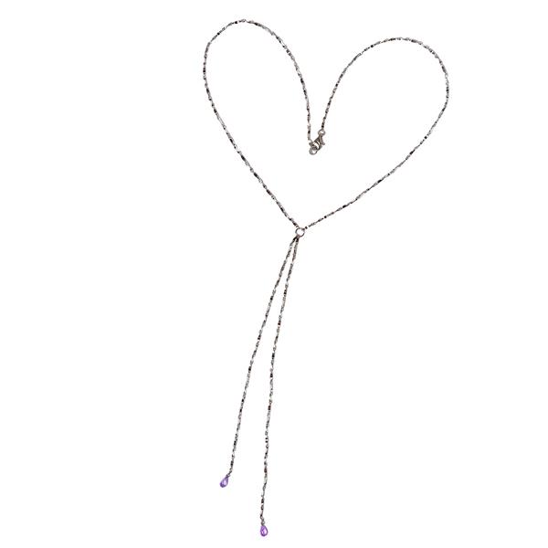 Halskæde i rhodineret sterlingsølv med ametyst 42cm, von San - Links of Joy