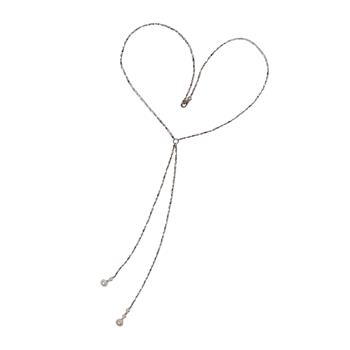 Halskæde i rhodineret sterlingsølv med ferskvandsperler 40cm, von San - Links of Joy