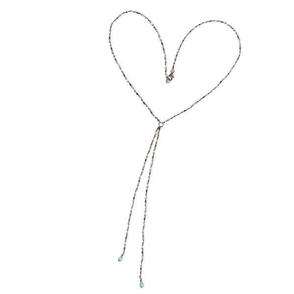 Halskæde i rhodineret sterlingsølv med topas 50cm, von San - Links of Joy